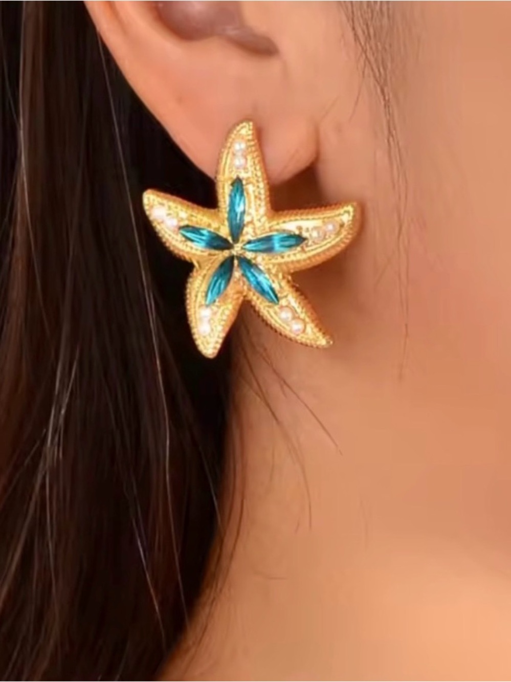 Blue Starfish Earrings - Ocean-Inspired Statement Jewelry